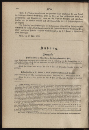 Post- und Telegraphen-Verordnungsblatt für das Verwaltungsgebiet des K.-K. Handelsministeriums 18880326 Seite: 2