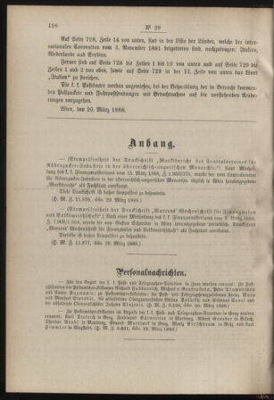 Post- und Telegraphen-Verordnungsblatt für das Verwaltungsgebiet des K.-K. Handelsministeriums 18880408 Seite: 2