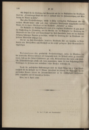 Post- und Telegraphen-Verordnungsblatt für das Verwaltungsgebiet des K.-K. Handelsministeriums 18880411 Seite: 4