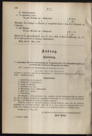 Post- und Telegraphen-Verordnungsblatt für das Verwaltungsgebiet des K.-K. Handelsministeriums 18880412 Seite: 2