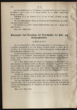 Post- und Telegraphen-Verordnungsblatt für das Verwaltungsgebiet des K.-K. Handelsministeriums 18880426 Seite: 2