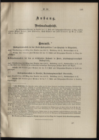 Post- und Telegraphen-Verordnungsblatt für das Verwaltungsgebiet des K.-K. Handelsministeriums 18880426 Seite: 3