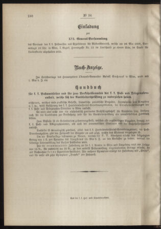 Post- und Telegraphen-Verordnungsblatt für das Verwaltungsgebiet des K.-K. Handelsministeriums 18880426 Seite: 4