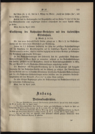 Post- und Telegraphen-Verordnungsblatt für das Verwaltungsgebiet des K.-K. Handelsministeriums 18880428 Seite: 3