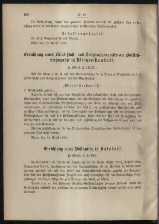 Post- und Telegraphen-Verordnungsblatt für das Verwaltungsgebiet des K.-K. Handelsministeriums 18880503 Seite: 2