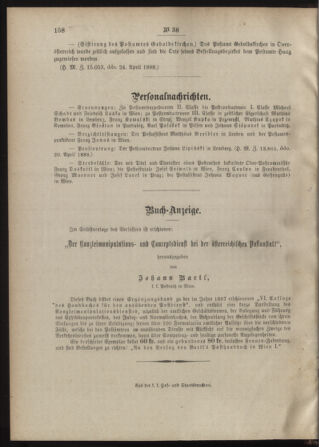 Post- und Telegraphen-Verordnungsblatt für das Verwaltungsgebiet des K.-K. Handelsministeriums 18880503 Seite: 4