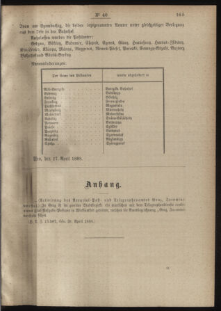 Post- und Telegraphen-Verordnungsblatt für das Verwaltungsgebiet des K.-K. Handelsministeriums 18880506 Seite: 3