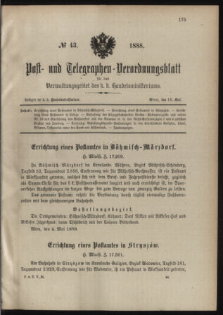 Post- und Telegraphen-Verordnungsblatt für das Verwaltungsgebiet des K.-K. Handelsministeriums