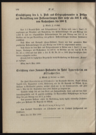 Post- und Telegraphen-Verordnungsblatt für das Verwaltungsgebiet des K.-K. Handelsministeriums 18880523 Seite: 2