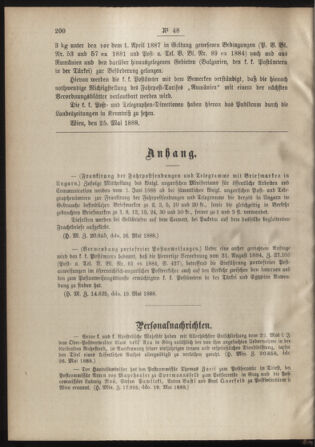 Post- und Telegraphen-Verordnungsblatt für das Verwaltungsgebiet des K.-K. Handelsministeriums 18880530 Seite: 2