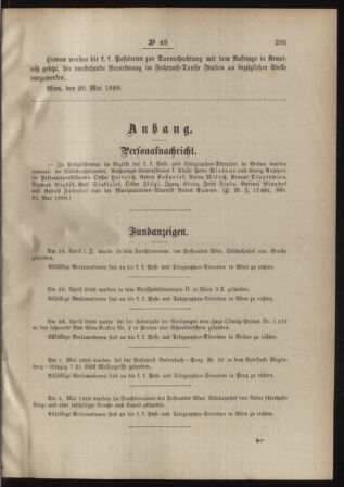 Post- und Telegraphen-Verordnungsblatt für das Verwaltungsgebiet des K.-K. Handelsministeriums 18880531 Seite: 3