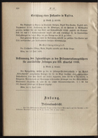 Post- und Telegraphen-Verordnungsblatt für das Verwaltungsgebiet des K.-K. Handelsministeriums 18880623 Seite: 2