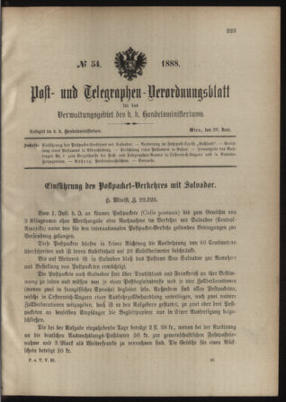 Post- und Telegraphen-Verordnungsblatt für das Verwaltungsgebiet des K.-K. Handelsministeriums