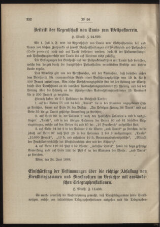 Post- und Telegraphen-Verordnungsblatt für das Verwaltungsgebiet des K.-K. Handelsministeriums 18880630 Seite: 2