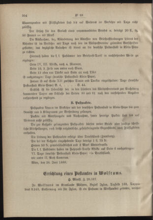 Post- und Telegraphen-Verordnungsblatt für das Verwaltungsgebiet des K.-K. Handelsministeriums 18880730 Seite: 2