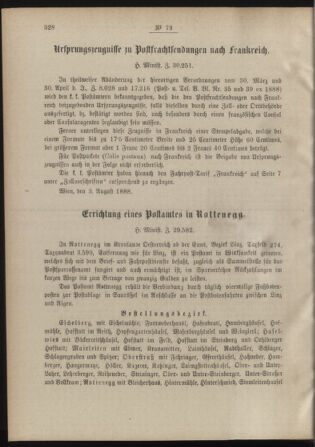 Post- und Telegraphen-Verordnungsblatt für das Verwaltungsgebiet des K.-K. Handelsministeriums 18880810 Seite: 2