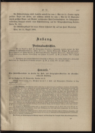 Post- und Telegraphen-Verordnungsblatt für das Verwaltungsgebiet des K.-K. Handelsministeriums 18880822 Seite: 3