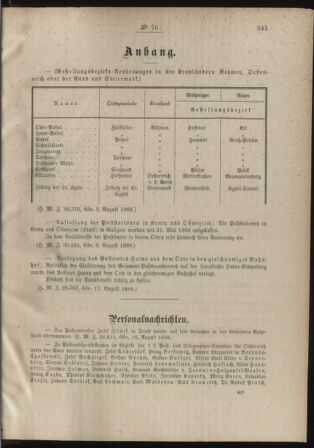 Post- und Telegraphen-Verordnungsblatt für das Verwaltungsgebiet des K.-K. Handelsministeriums 18880826 Seite: 3