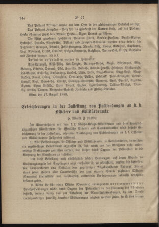 Post- und Telegraphen-Verordnungsblatt für das Verwaltungsgebiet des K.-K. Handelsministeriums 18880827 Seite: 2