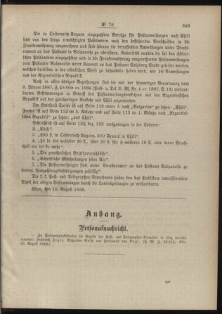 Post- und Telegraphen-Verordnungsblatt für das Verwaltungsgebiet des K.-K. Handelsministeriums 18880829 Seite: 3