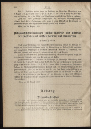 Post- und Telegraphen-Verordnungsblatt für das Verwaltungsgebiet des K.-K. Handelsministeriums 18880831 Seite: 2