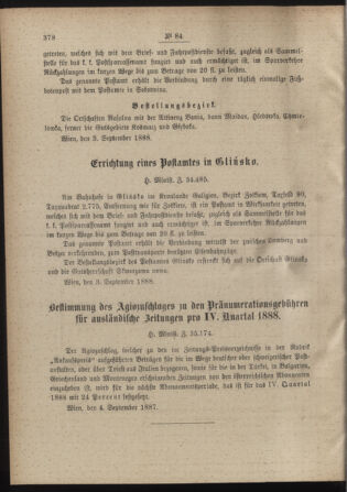 Post- und Telegraphen-Verordnungsblatt für das Verwaltungsgebiet des K.-K. Handelsministeriums 18880917 Seite: 2