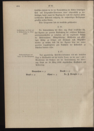 Post- und Telegraphen-Verordnungsblatt für das Verwaltungsgebiet des K.-K. Handelsministeriums 18880920 Seite: 34