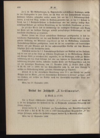 Post- und Telegraphen-Verordnungsblatt für das Verwaltungsgebiet des K.-K. Handelsministeriums 18880924 Seite: 2