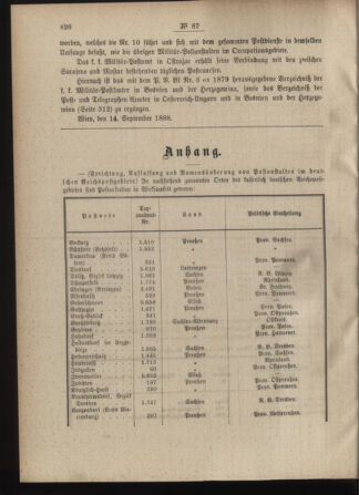 Post- und Telegraphen-Verordnungsblatt für das Verwaltungsgebiet des K.-K. Handelsministeriums 18880925 Seite: 2