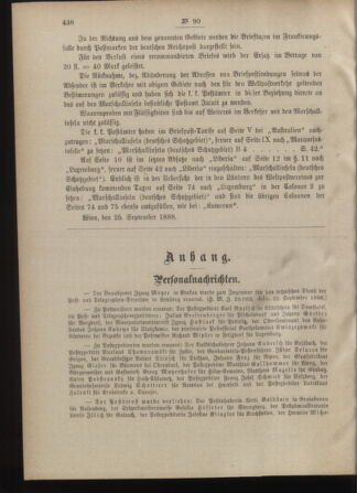 Post- und Telegraphen-Verordnungsblatt für das Verwaltungsgebiet des K.-K. Handelsministeriums 18880929 Seite: 2