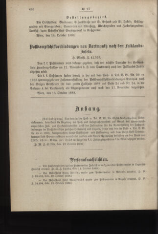 Post- und Telegraphen-Verordnungsblatt für das Verwaltungsgebiet des K.-K. Handelsministeriums 18881024 Seite: 2