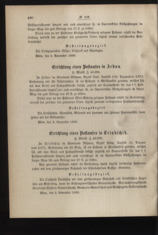 Post- und Telegraphen-Verordnungsblatt für das Verwaltungsgebiet des K.-K. Handelsministeriums 18881116 Seite: 2