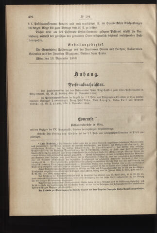 Post- und Telegraphen-Verordnungsblatt für das Verwaltungsgebiet des K.-K. Handelsministeriums 18881120 Seite: 2