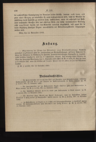 Post- und Telegraphen-Verordnungsblatt für das Verwaltungsgebiet des K.-K. Handelsministeriums 18881124 Seite: 2