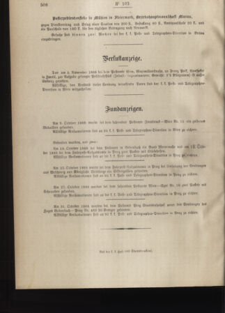 Post- und Telegraphen-Verordnungsblatt für das Verwaltungsgebiet des K.-K. Handelsministeriums 18881201 Seite: 4