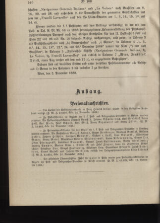 Post- und Telegraphen-Verordnungsblatt für das Verwaltungsgebiet des K.-K. Handelsministeriums 18881206 Seite: 2