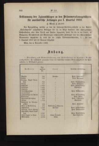 Post- und Telegraphen-Verordnungsblatt für das Verwaltungsgebiet des K.-K. Handelsministeriums 18881217 Seite: 2