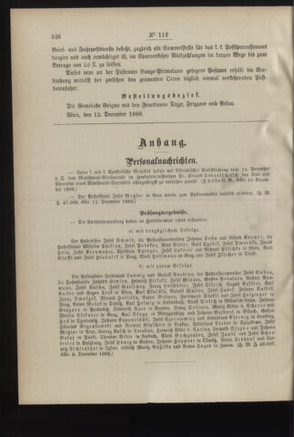 Post- und Telegraphen-Verordnungsblatt für das Verwaltungsgebiet des K.-K. Handelsministeriums 18881221 Seite: 2