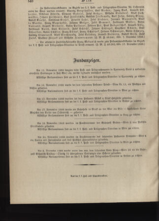 Post- und Telegraphen-Verordnungsblatt für das Verwaltungsgebiet des K.-K. Handelsministeriums 18881229 Seite: 4