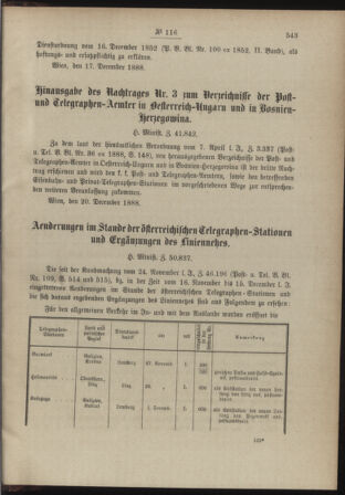 Post- und Telegraphen-Verordnungsblatt für das Verwaltungsgebiet des K.-K. Handelsministeriums 18881231 Seite: 3