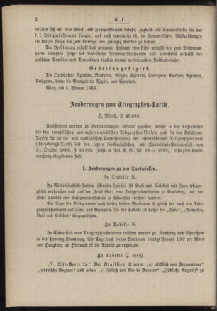 Post- und Telegraphen-Verordnungsblatt für das Verwaltungsgebiet des K.-K. Handelsministeriums 18890116 Seite: 2