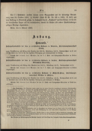 Post- und Telegraphen-Verordnungsblatt für das Verwaltungsgebiet des K.-K. Handelsministeriums 18890124 Seite: 3