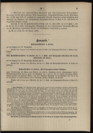 Post- und Telegraphen-Verordnungsblatt für das Verwaltungsgebiet des K.-K. Handelsministeriums 18890212 Seite: 3