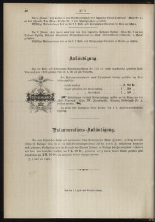 Post- und Telegraphen-Verordnungsblatt für das Verwaltungsgebiet des K.-K. Handelsministeriums 18890216 Seite: 4