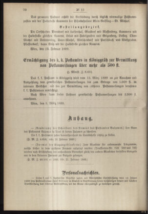 Post- und Telegraphen-Verordnungsblatt für das Verwaltungsgebiet des K.-K. Handelsministeriums 18890315 Seite: 2