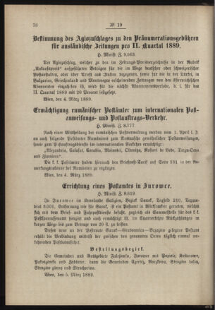 Post- und Telegraphen-Verordnungsblatt für das Verwaltungsgebiet des K.-K. Handelsministeriums 18890317 Seite: 2