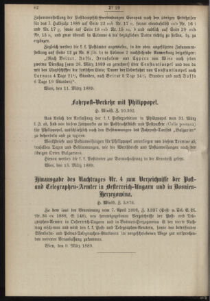 Post- und Telegraphen-Verordnungsblatt für das Verwaltungsgebiet des K.-K. Handelsministeriums 18890319 Seite: 2