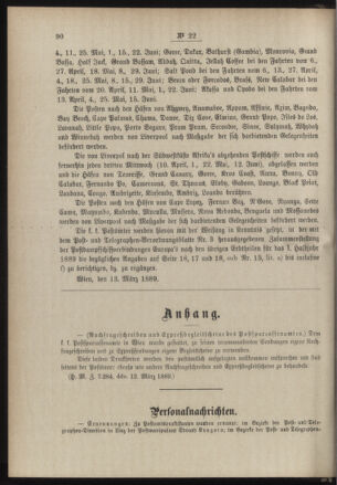 Post- und Telegraphen-Verordnungsblatt für das Verwaltungsgebiet des K.-K. Handelsministeriums 18890324 Seite: 2