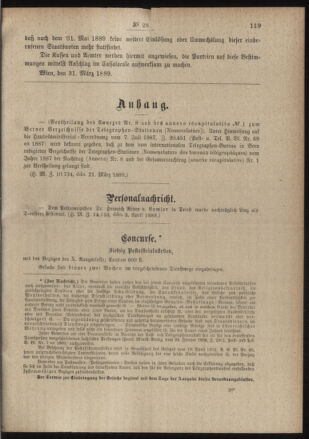 Post- und Telegraphen-Verordnungsblatt für das Verwaltungsgebiet des K.-K. Handelsministeriums 18890411 Seite: 3