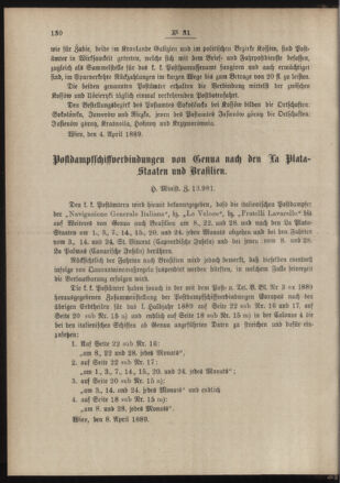 Post- und Telegraphen-Verordnungsblatt für das Verwaltungsgebiet des K.-K. Handelsministeriums 18890418 Seite: 2